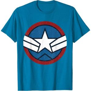 imageMarvel Captain America Brave New World Distressed Star Logo TShirtSapphire Blue
