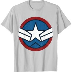 imageMarvel Captain America Brave New World Distressed Star Logo TShirtSilver Grey