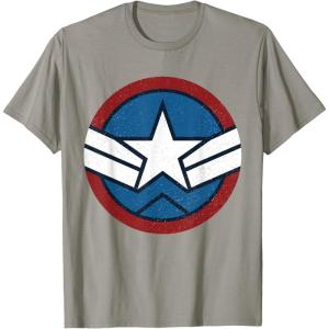 imageMarvel Captain America Brave New World Distressed Star Logo TShirtSlate Grey