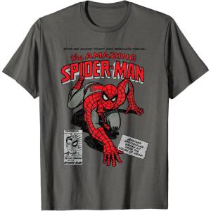 imageMarvel SpiderMan Retro Comic TShirtAsphalt Grey