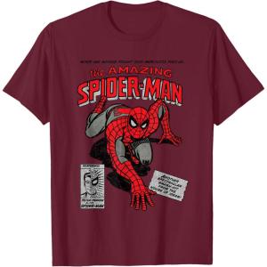 imageMarvel SpiderMan Retro Comic TShirtBurgundy