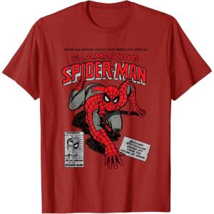 imageMarvel SpiderMan Retro Comic TShirtCranberry Red