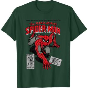imageMarvel SpiderMan Retro Comic TShirtDark Green