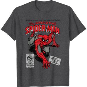 imageMarvel SpiderMan Retro Comic TShirtDark Heather Grey