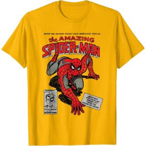 imageMarvel SpiderMan Retro Comic TShirtGolden Yellow
