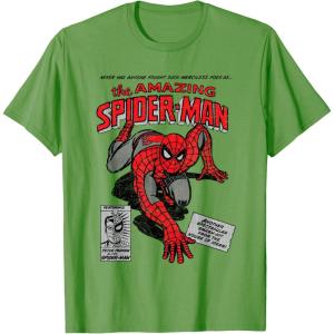imageMarvel SpiderMan Retro Comic TShirtGrass Green