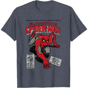 imageMarvel SpiderMan Retro Comic TShirtHeather Blue