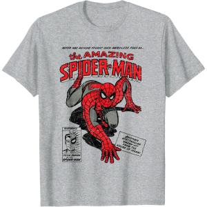 imageMarvel SpiderMan Retro Comic TShirtHeather Grey