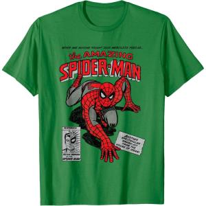 imageMarvel SpiderMan Retro Comic TShirtKelly Green