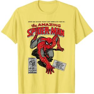 imageMarvel SpiderMan Retro Comic TShirtLemon Yellow
