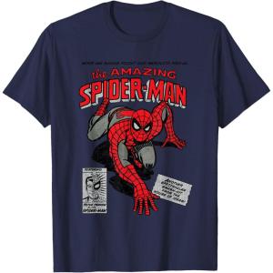 imageMarvel SpiderMan Retro Comic TShirtNavy Blue