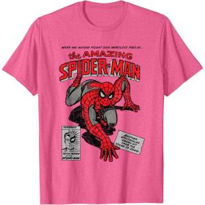imageMarvel SpiderMan Retro Comic TShirtPink Heather