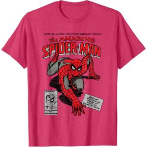 imageMarvel SpiderMan Retro Comic TShirtRed Heather