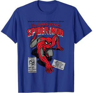 imageMarvel SpiderMan Retro Comic TShirtRoyal Blue
