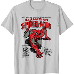 imageMarvel SpiderMan Retro Comic TShirtSilver Grey