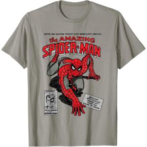 imageMarvel SpiderMan Retro Comic TShirtSlate Grey