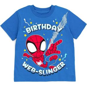 imageMarvel Spidey and His Amazing Friends Birthday TShirt Toddler to Big Kid Sizes 2T  1012Blue  Spiderman