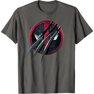 imageMarvel Studios Deadpool ampamp Wolverine Slashed Icon with Claws TShirtAsphalt Grey