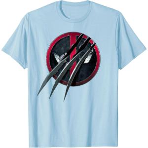 imageMarvel Studios Deadpool ampamp Wolverine Slashed Icon with Claws TShirtBaby Blue
