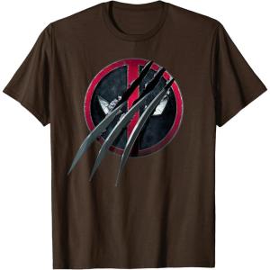 imageMarvel Studios Deadpool ampamp Wolverine Slashed Icon with Claws TShirtBrown
