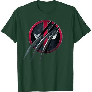 imageMarvel Studios Deadpool ampamp Wolverine Slashed Icon with Claws TShirtDark Green