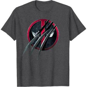 imageMarvel Studios Deadpool ampamp Wolverine Slashed Icon with Claws TShirtDark Heather Grey