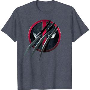 imageMarvel Studios Deadpool ampamp Wolverine Slashed Icon with Claws TShirtHeather Blue