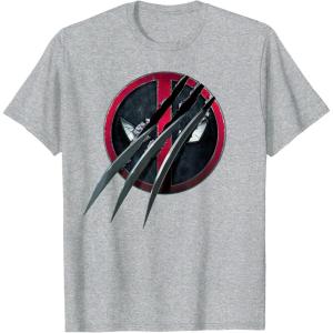 imageMarvel Studios Deadpool ampamp Wolverine Slashed Icon with Claws TShirtHeather Grey