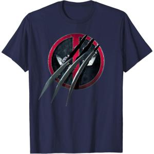 imageMarvel Studios Deadpool ampamp Wolverine Slashed Icon with Claws TShirtNavy Blue