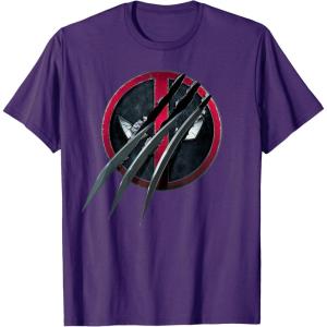 imageMarvel Studios Deadpool ampamp Wolverine Slashed Icon with Claws TShirtPurple