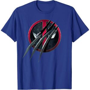imageMarvel Studios Deadpool ampamp Wolverine Slashed Icon with Claws TShirtRoyal Blue