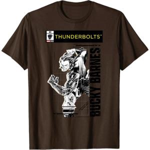 imageMarvel Studios Thunderbolts Bucky Barnes BampampW Comic Cover 2 TShirtBrown