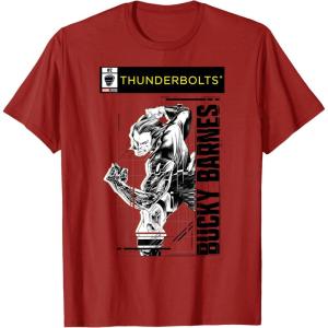 imageMarvel Studios Thunderbolts Bucky Barnes BampampW Comic Cover 2 TShirtCranberry Red