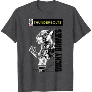 imageMarvel Studios Thunderbolts Bucky Barnes BampampW Comic Cover 2 TShirtDark Heather Grey