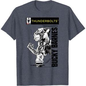 imageMarvel Studios Thunderbolts Bucky Barnes BampampW Comic Cover 2 TShirtHeather Blue
