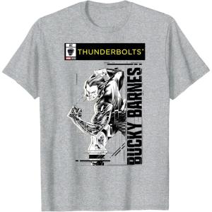 imageMarvel Studios Thunderbolts Bucky Barnes BampampW Comic Cover 2 TShirtHeather Grey