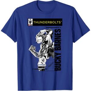 imageMarvel Studios Thunderbolts Bucky Barnes BampampW Comic Cover 2 TShirtRoyal Blue