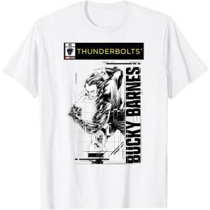 imageMarvel Studios Thunderbolts Bucky Barnes BampampW Comic Cover 2 TShirtWhite