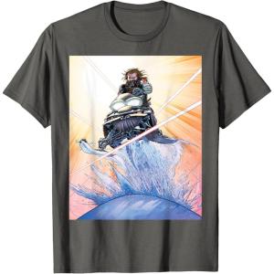 imageMarvel Studios Thunderbolts Comic Art Bucky Barnes Snow Jump TShirtAsphalt Grey