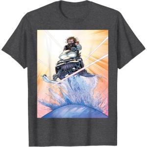 imageMarvel Studios Thunderbolts Comic Art Bucky Barnes Snow Jump TShirtDark Heather Grey