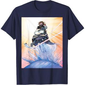imageMarvel Studios Thunderbolts Comic Art Bucky Barnes Snow Jump TShirtNavy Blue