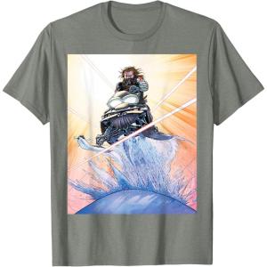 imageMarvel Studios Thunderbolts Comic Art Bucky Barnes Snow Jump TShirtOlive Heather