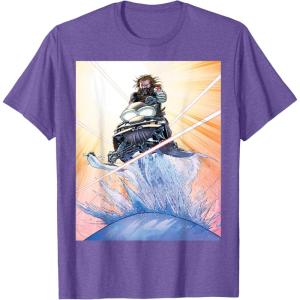 imageMarvel Studios Thunderbolts Comic Art Bucky Barnes Snow Jump TShirtPurple Heather