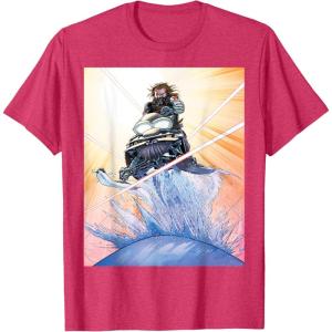 imageMarvel Studios Thunderbolts Comic Art Bucky Barnes Snow Jump TShirtRed Heather