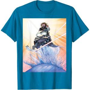 imageMarvel Studios Thunderbolts Comic Art Bucky Barnes Snow Jump TShirtSapphire Blue