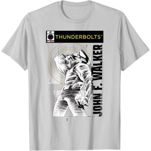 imageMarvel Studios Thunderbolts John F Walker BampampW Comic Cover 5 TShirtSilver Grey