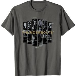 imageMarvel Studios Thunderbolts Team Glitched with Logo TShirtAsphalt Grey