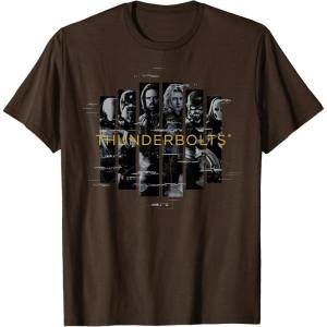imageMarvel Studios Thunderbolts Team Glitched with Logo TShirtBrown