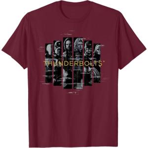 imageMarvel Studios Thunderbolts Team Glitched with Logo TShirtBurgundy