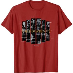 imageMarvel Studios Thunderbolts Team Glitched with Logo TShirtCranberry Red